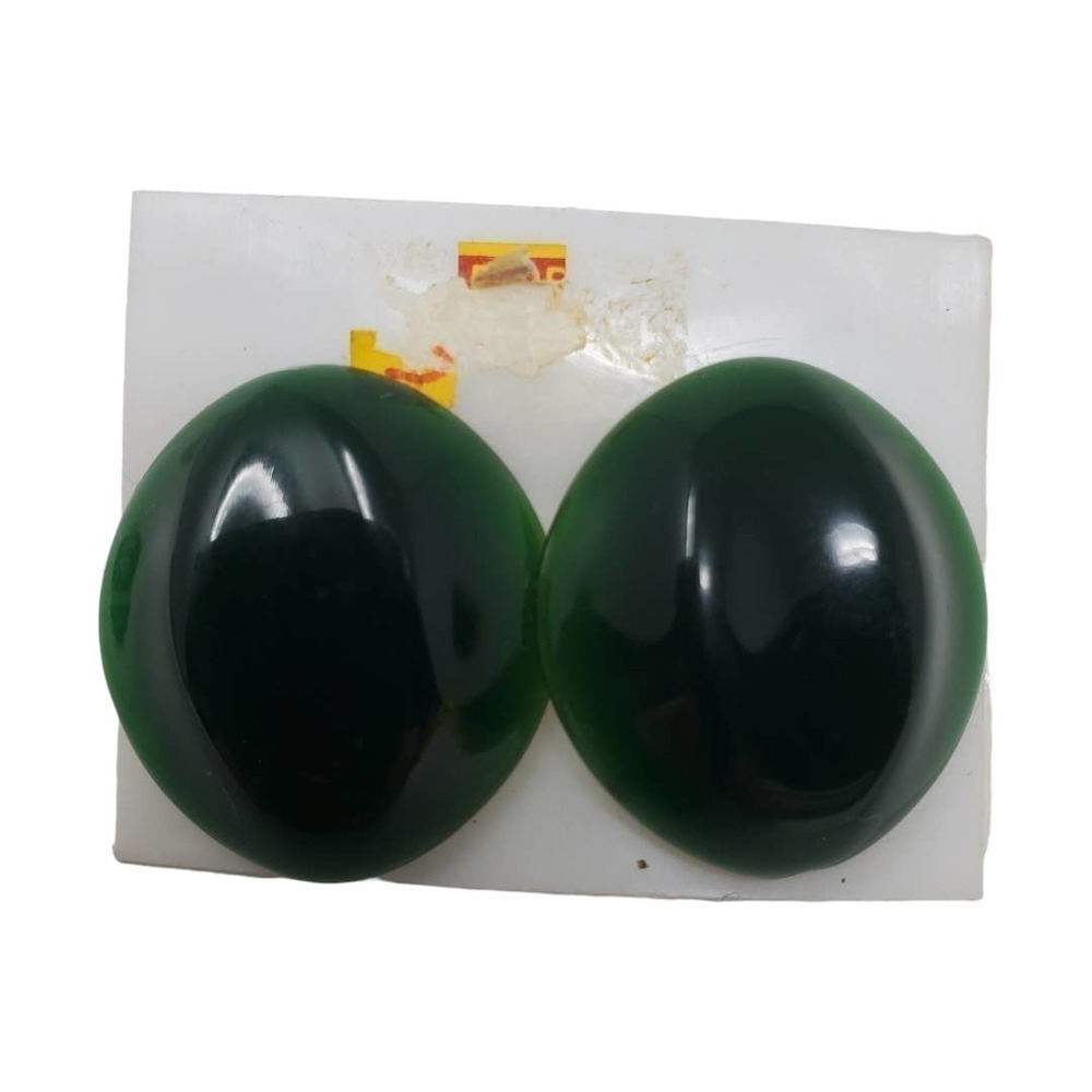 Vintage Green Oval Art Deco Pierced Fashion Earrings 80's Retro Vibe